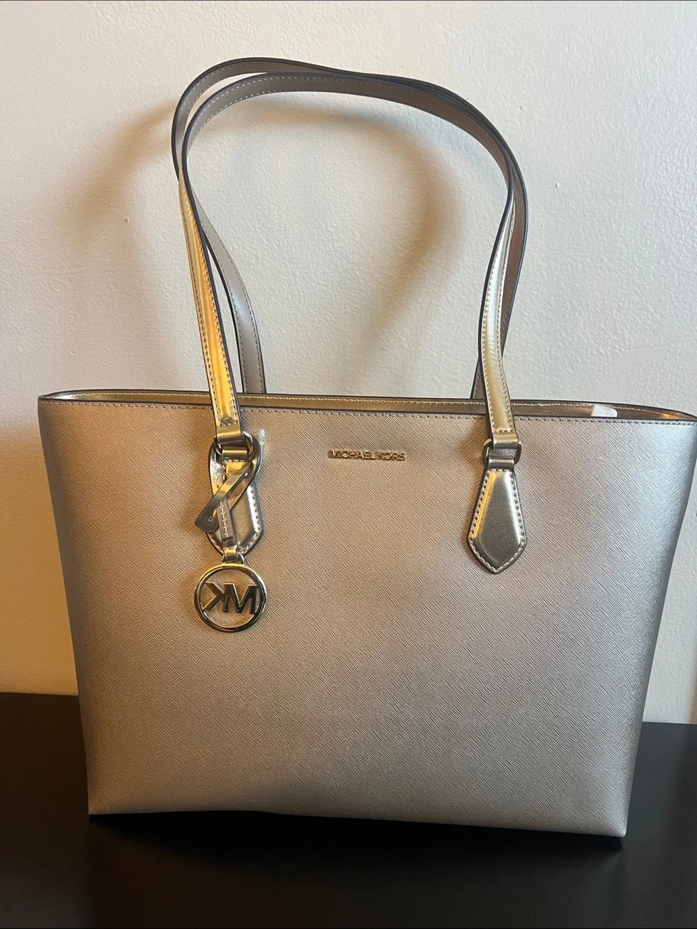 Michael Kors Metallic Gold Tote with MK Charm
